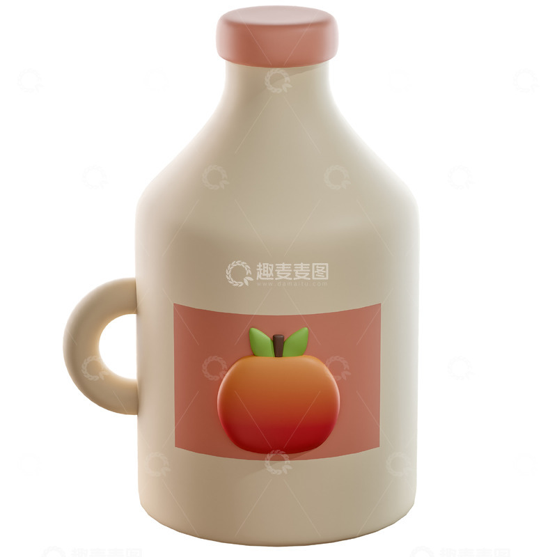 高清大图下载【趣麦麦图】苹果酒3D卡通图标免抠透明png图片素材2