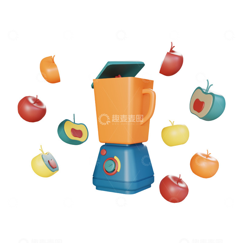 高清大图下载【趣麦麦图】搅拌机3D卡通插画免抠透明png图片素材