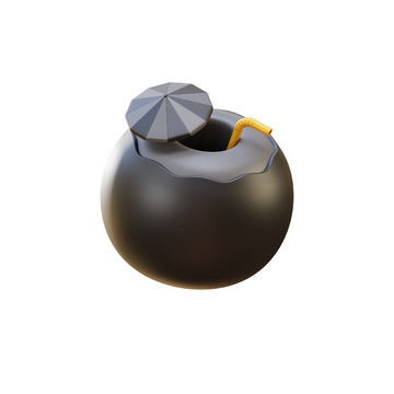 椰子饮品3D插画免抠透明png图片素材9