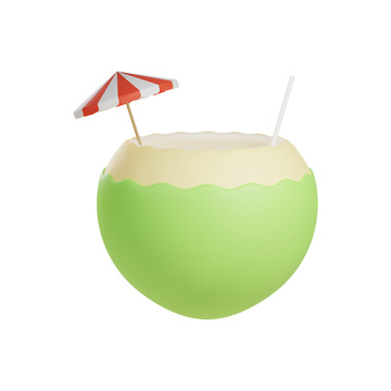 椰子饮品3D插画免抠透明png图片素材8