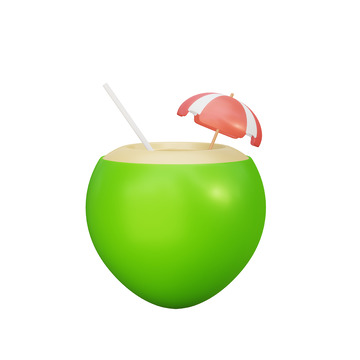 椰子饮品3D插画免抠透明png图片素材7