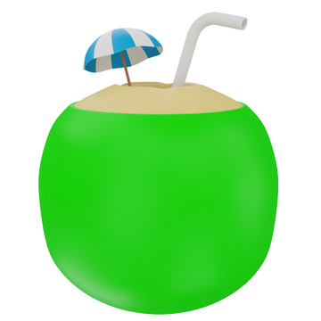 椰子饮品3D插画免抠透明png图片素材14