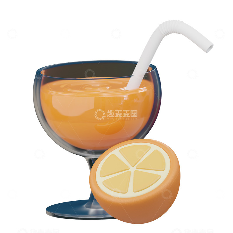 高清大图下载【趣麦麦图】柠檬水3D卡通图标免抠透明png图片素材8