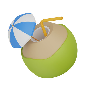 椰子饮品3D图标免抠透明png图片素材1