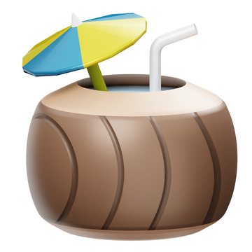 椰子饮品3D插画免抠透明png图片素材5