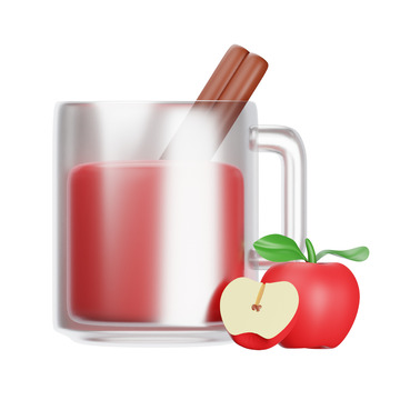苹果酒3D卡通图标免抠透明png图片素材3