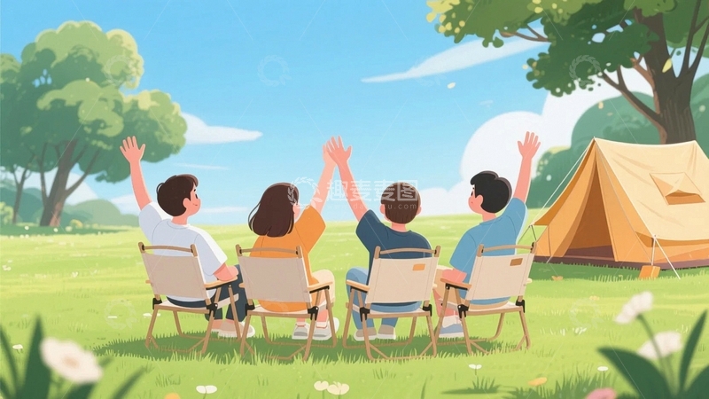 高清大图下载【趣麦麦图】踏青假期旅行露营1