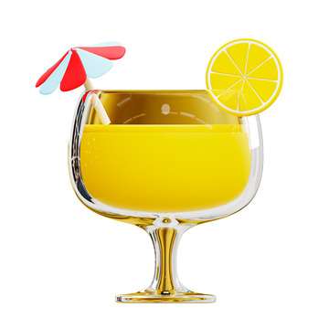 鸡尾酒3D卡通插画免抠透明png图片素材1