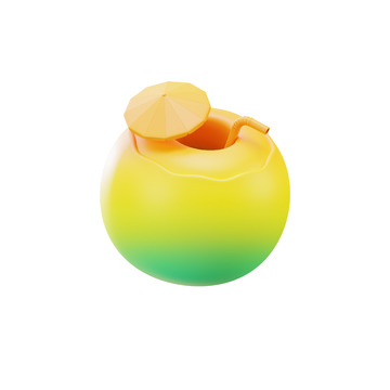 椰子饮品3D插画免抠透明png图片素材12