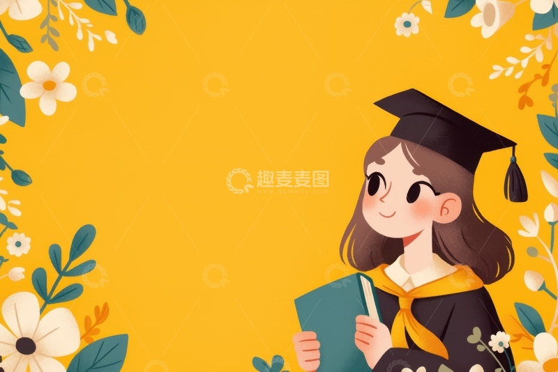 高清大图下载【趣麦麦图】手绘简约毕业季可爱的学生