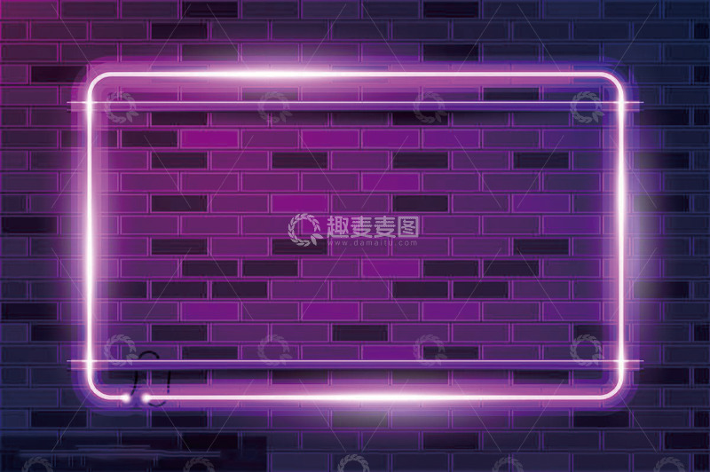 高清大图下载【趣麦麦图】霓虹灯下的砖墙