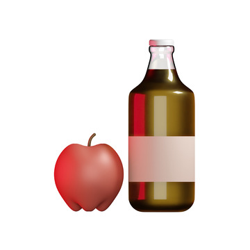 苹果酒3D卡通插画免抠透明png图片素材1