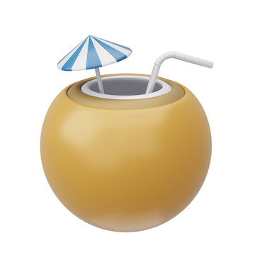 椰子饮品3D图标免抠透明png图片素材13