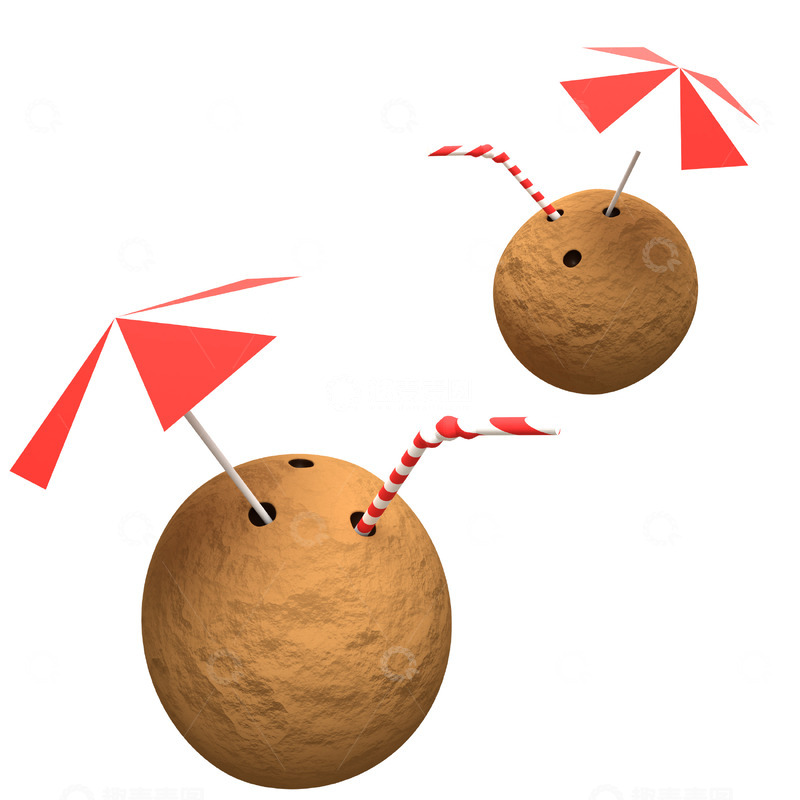 高清大图下载【趣麦麦图】椰子3D卡通插画免抠透明png图片素材1