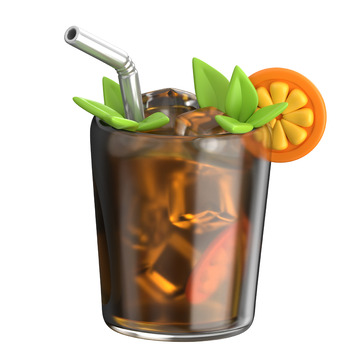 鸡尾酒3D卡通插画免抠透明png图片素材4