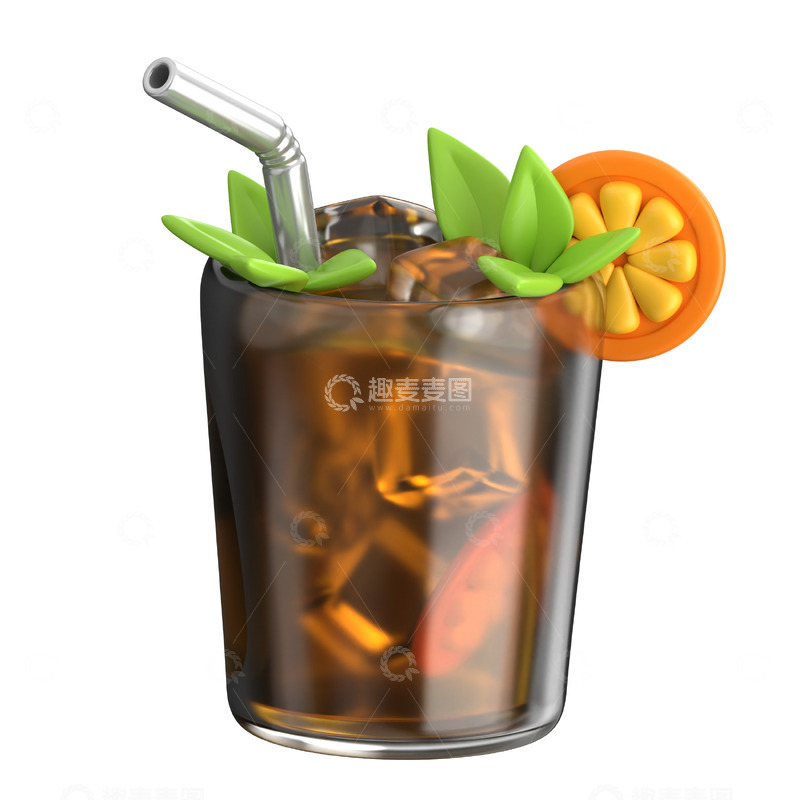 高清大图下载【趣麦麦图】鸡尾酒3D卡通插画免抠透明png图片素材4