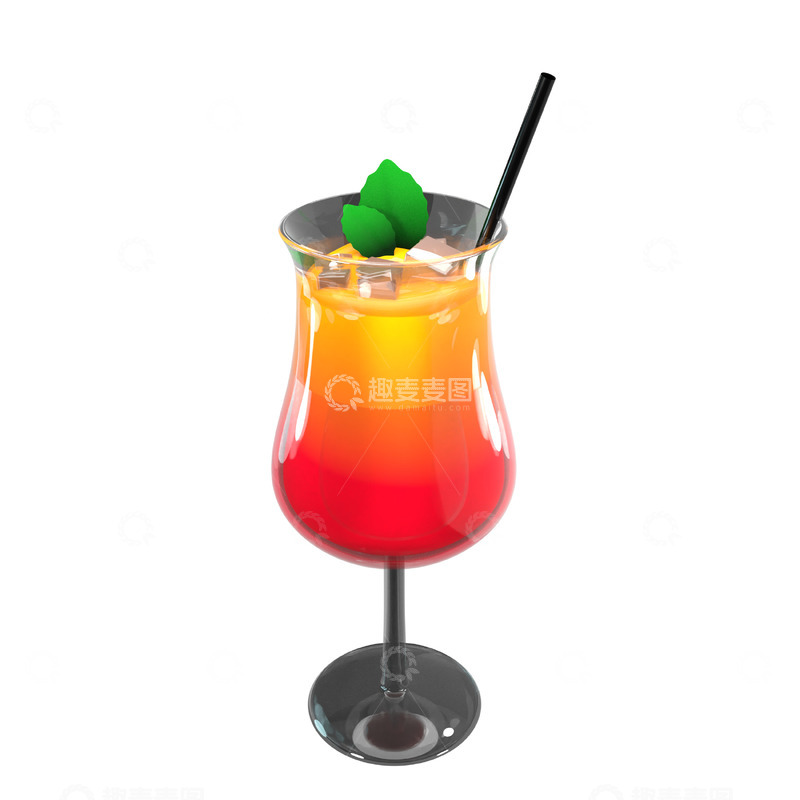 高清大图下载【趣麦麦图】鸡尾酒3D卡通图标免抠透明png图片素材30