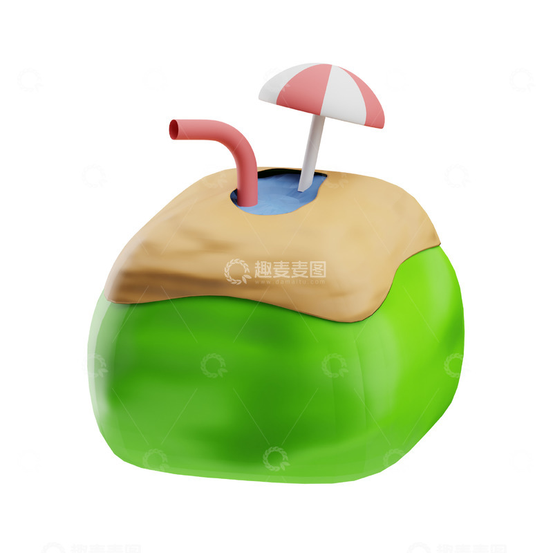 高清大图下载【趣麦麦图】椰子饮品3D图标免抠透明png图片素材23