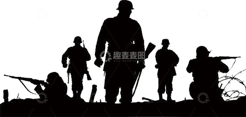 高清大图下载【趣麦麦图】士兵剪影逆光图