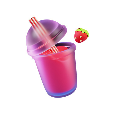 柠檬水3D卡通图标免抠透明png图片素材20