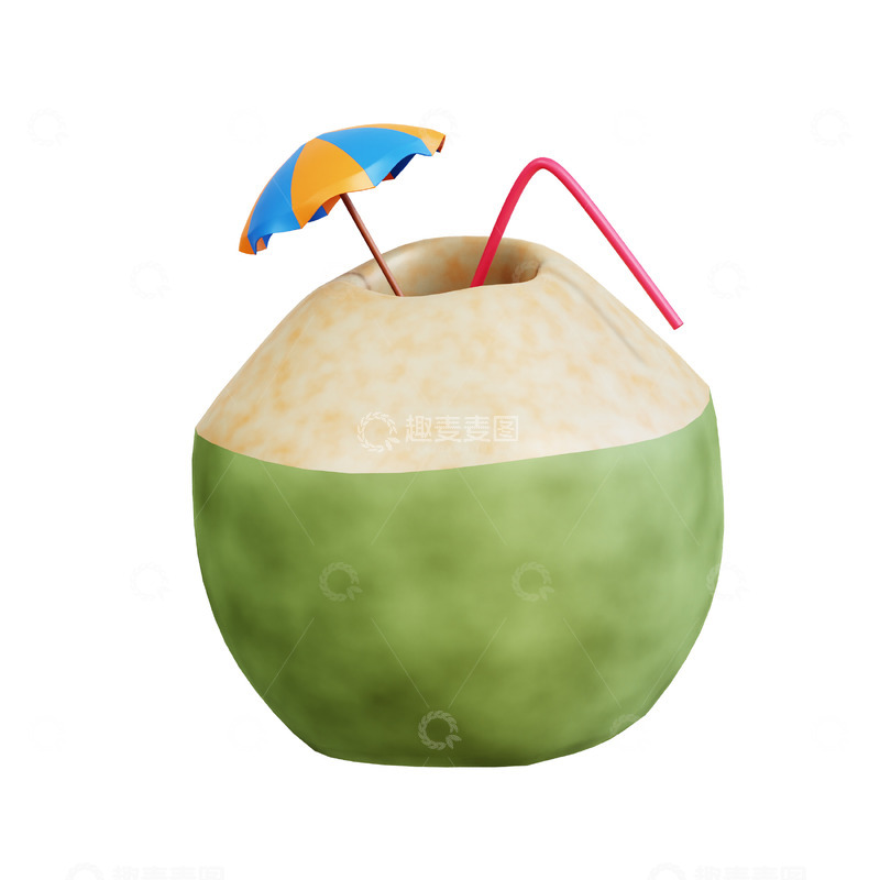 高清大图下载【趣麦麦图】椰子饮品3D图标免抠透明png图片素材41