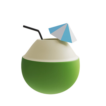 椰子饮品3D图标免抠透明png图片素材54