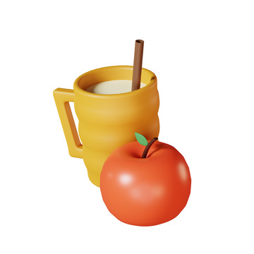 苹果酒3D卡通图标免抠透明png图片素材6