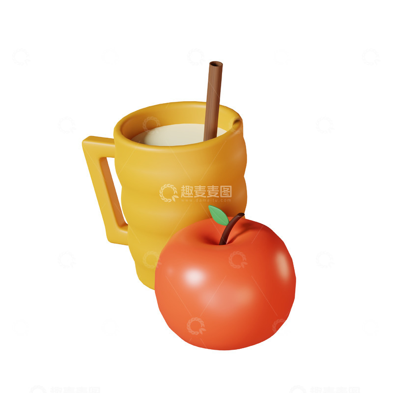 高清大图下载【趣麦麦图】苹果酒3D卡通图标免抠透明png图片素材6