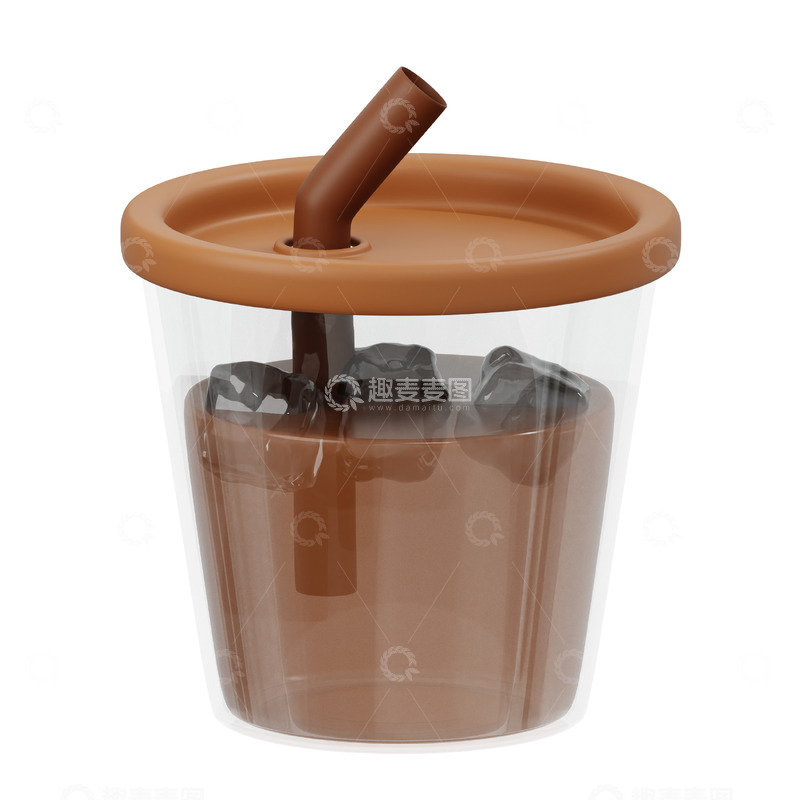 高清大图下载【趣麦麦图】巧克力奶昔3D图标免抠透明png图片素材1