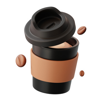 咖啡杯3D卡通图标免抠透明png图片素材