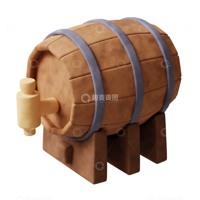 高清大图下载【趣麦麦图】啤酒桶3D卡通图标免抠透明png图片素材6