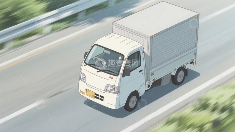 高清大图下载【趣麦麦图】日漫风格路上的小货车1