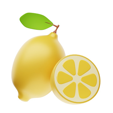 柠檬水3D卡通图标免抠透明png图片素材23