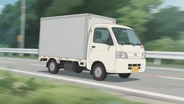 日漫风格路上的小货车