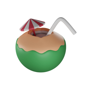 椰子饮品3D插画免抠透明png图片素材17