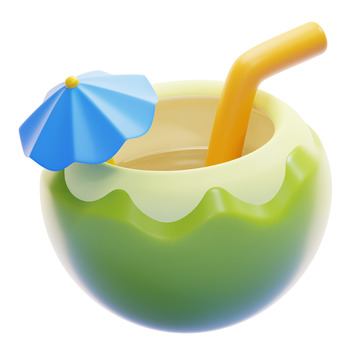 椰子饮品3D图标免抠透明png图片素材53
