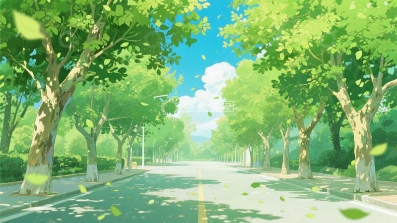 高清大图下载【趣麦麦图】阳光下的林荫路3