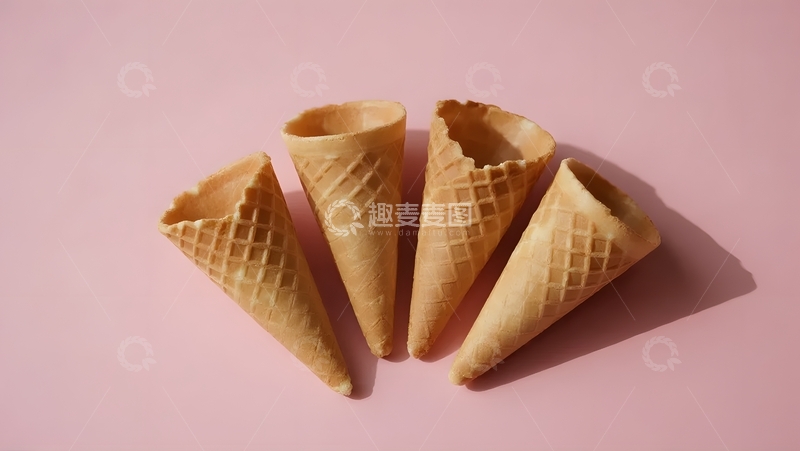 高清大图下载【趣麦麦图】粉背景下的甜筒空壳4