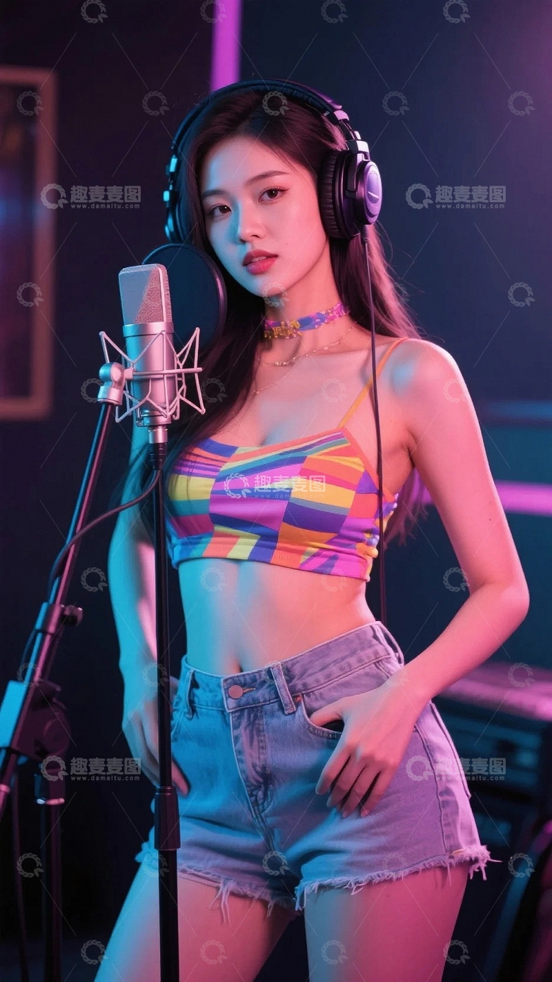 高清大图下载【趣麦麦图】舞台上献唱的青春女歌手2