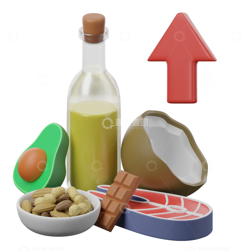 高清大图下载【趣麦麦图】高脂肪3D卡通图标免抠透明png图片素材