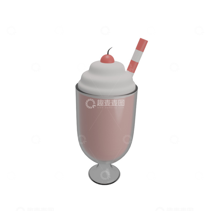 高清大图下载【趣麦麦图】奶昔3D卡通插画免抠透明png图片素材