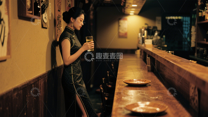 高清大图下载【趣麦麦图】复古旗袍酒馆氛围3