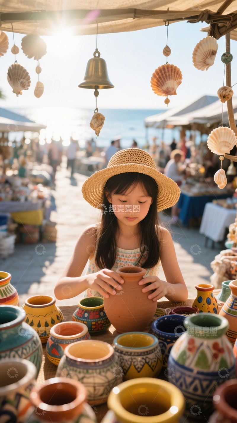 高清大图下载【趣麦麦图】海滨市集陶艺时光1