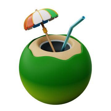椰子饮品3D图标免抠透明png图片素材57