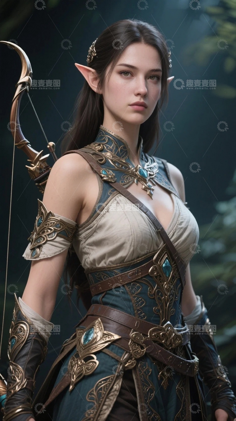 高清大图下载【趣麦麦图】奇幻精灵女射手