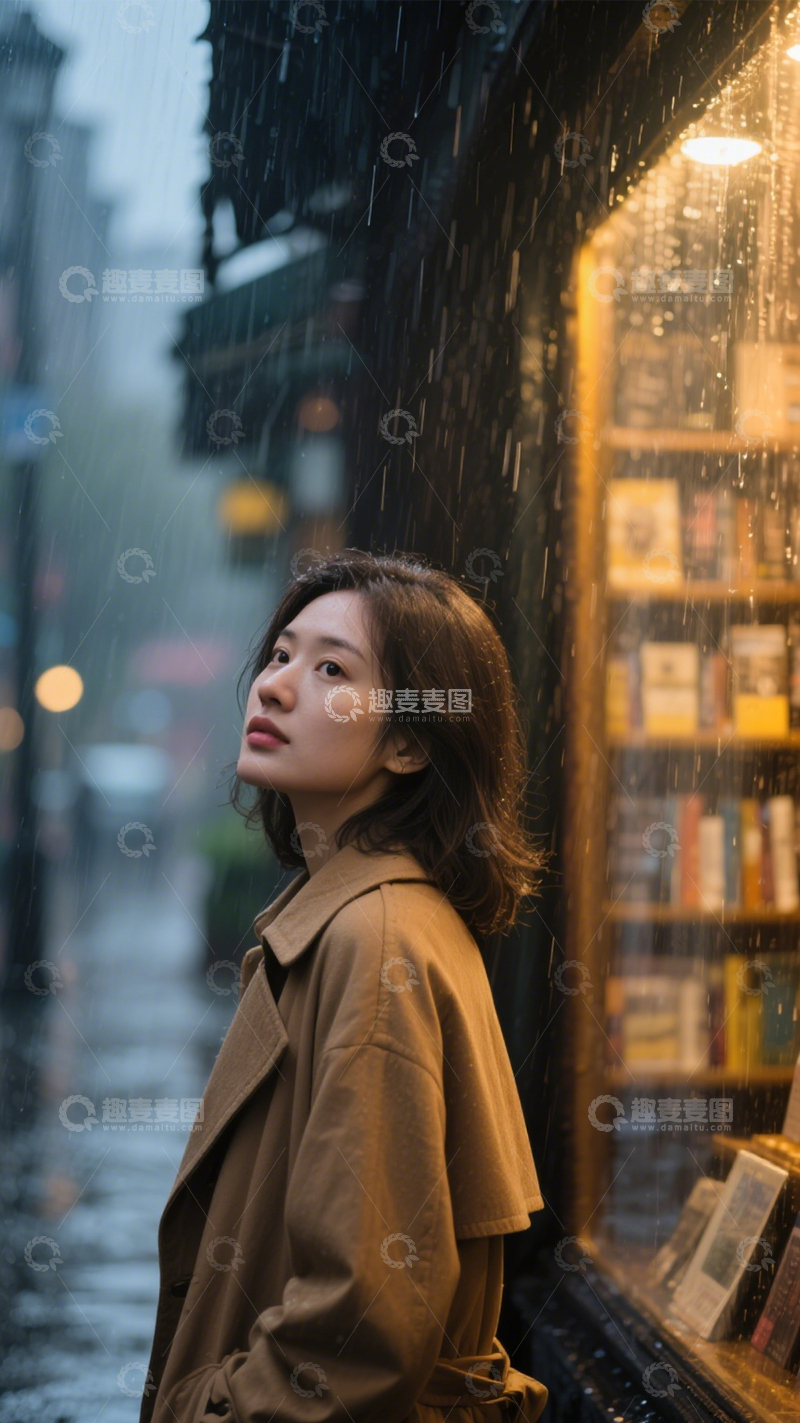 高清大图下载【趣麦麦图】雨街书窗文艺瞬间
