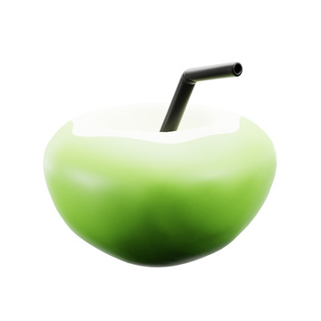 椰子饮品3D图标免抠透明png图片素材58
