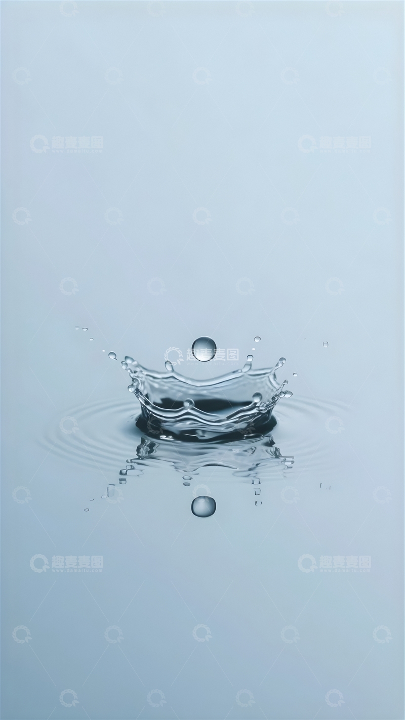 高清大图下载【趣麦麦图】水滴滴落水面溅起涟漪2