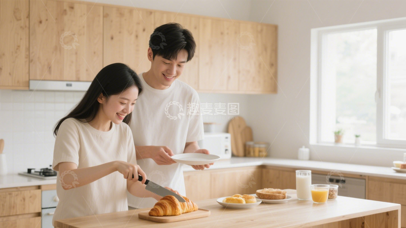 高清大图下载【趣麦麦图】厨房情侣温馨日常3