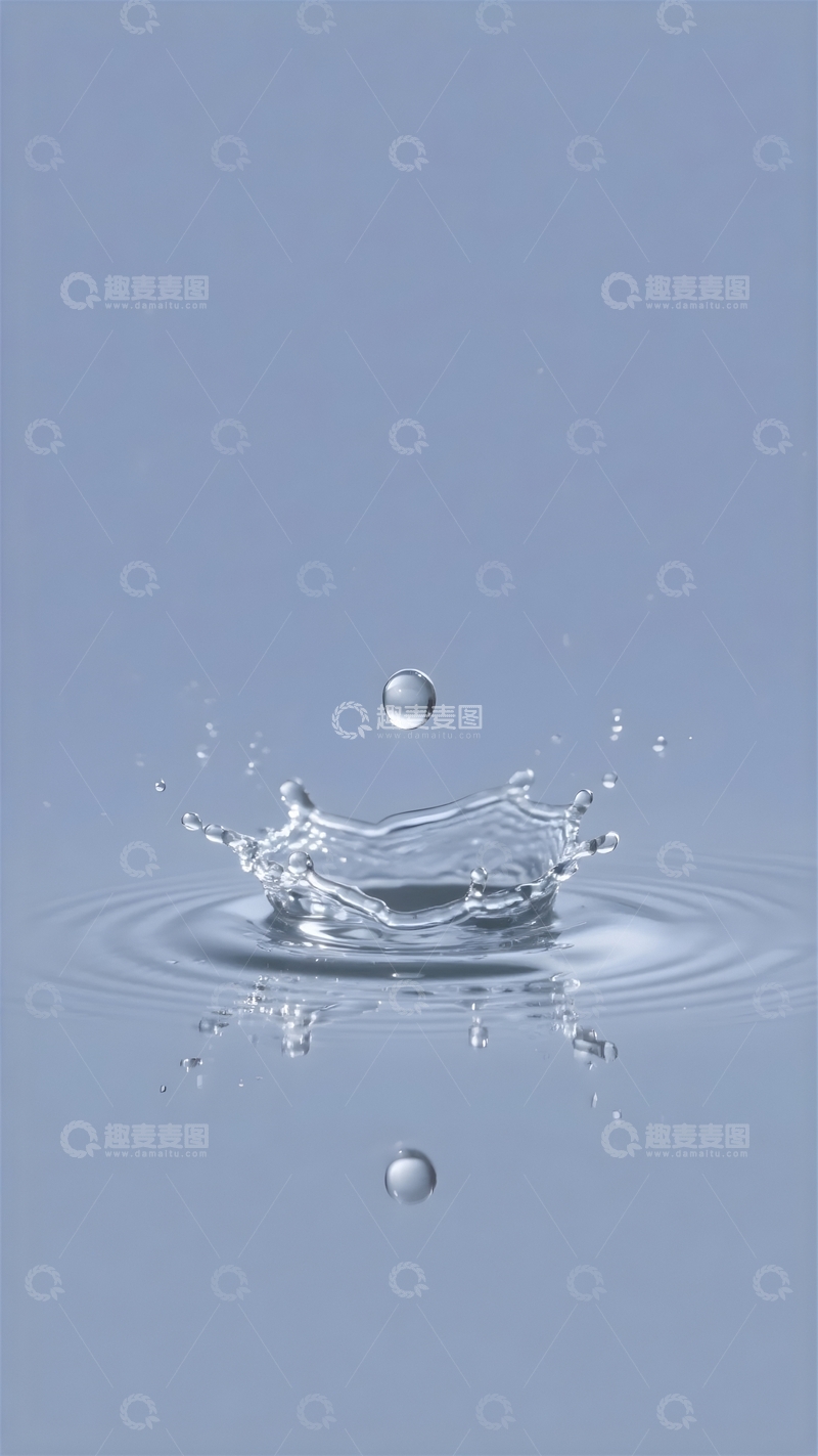 高清大图下载【趣麦麦图】水滴滴落水面溅起涟漪1